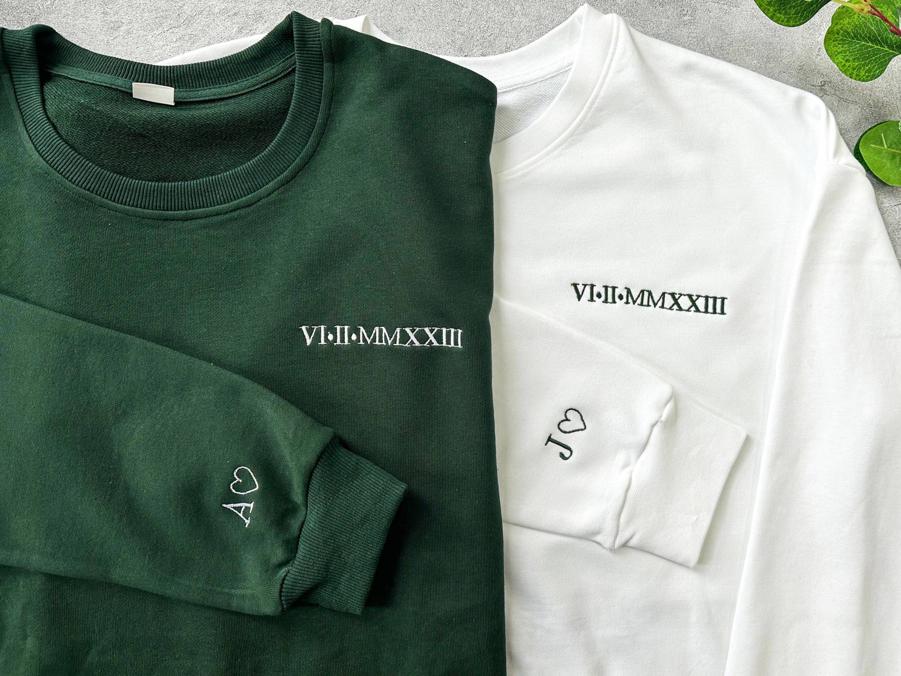 Custom Embroidered Roman Numeral Date Sweashirt