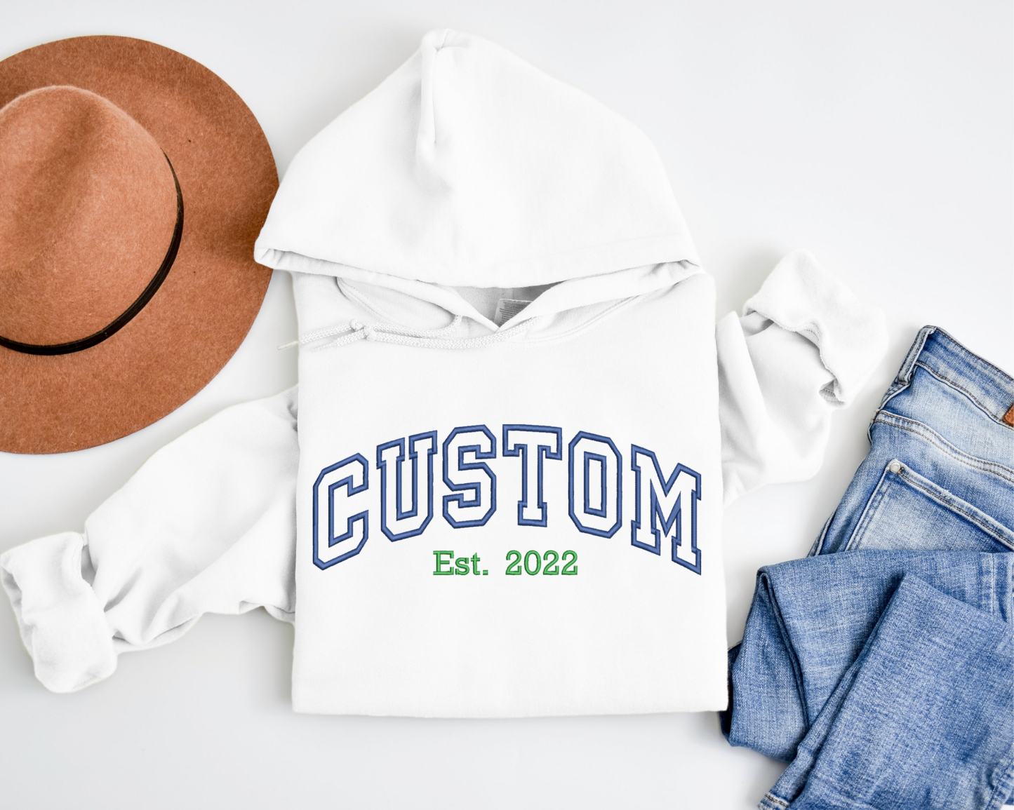 Custom Embroidered Hoodies | Personalized Text Letter Sweatshirts | UNIQUE CUSTOMIZATION | Embroidery Mom Gift Tees | Halloween Gift Ideas-CustomCraftedX