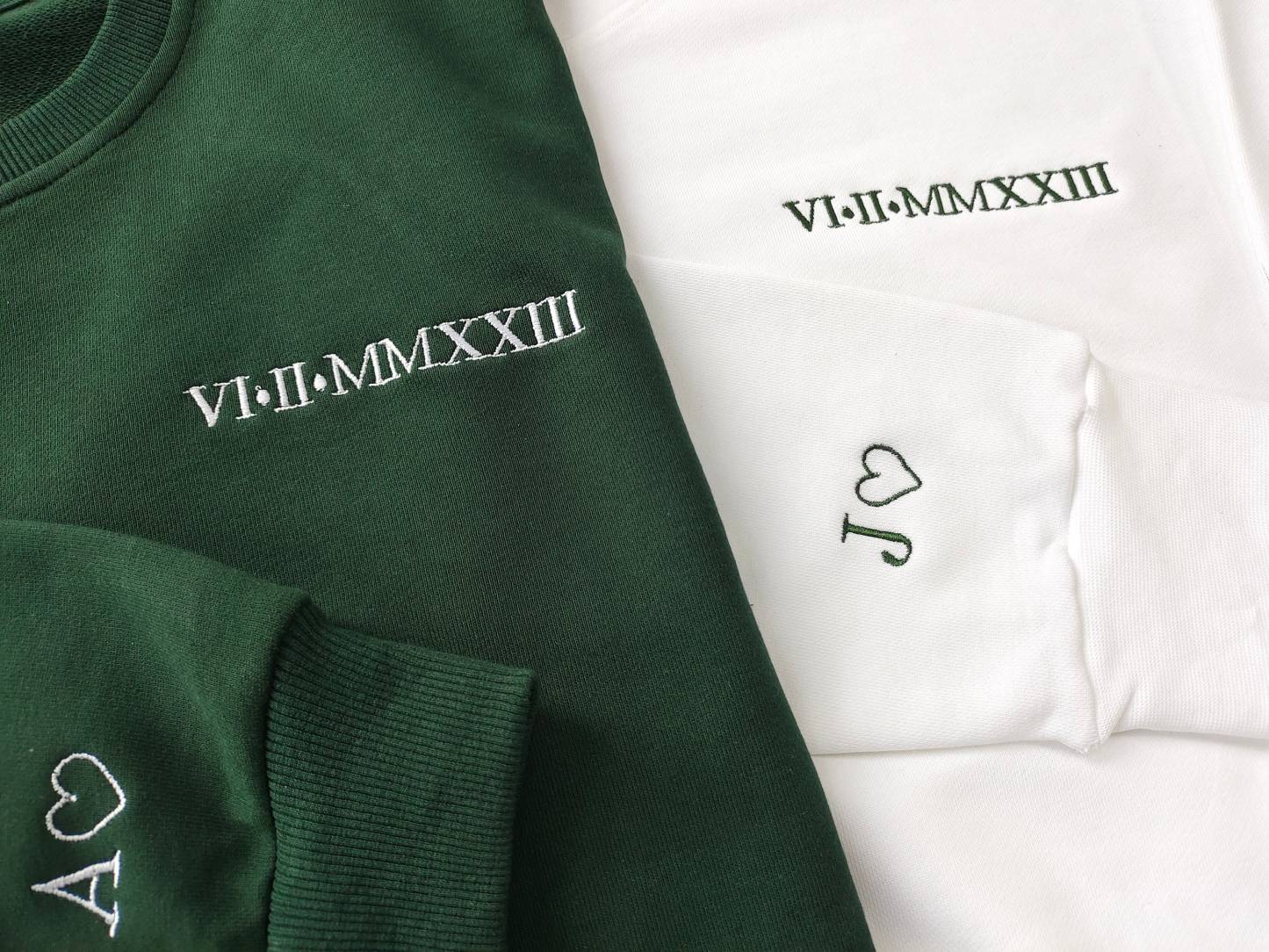 Custom Embroidered Roman Numeral Date Sweashirt