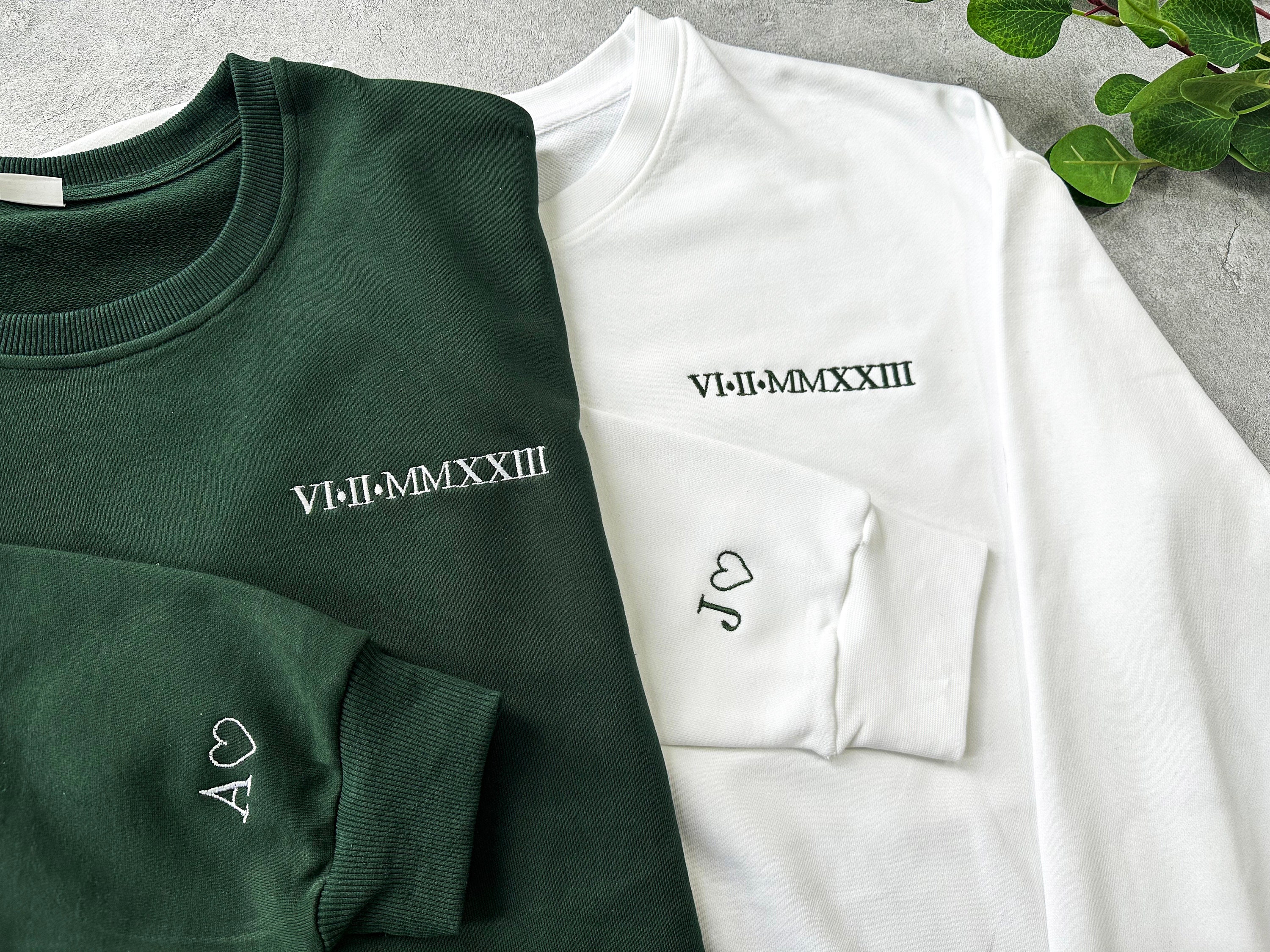 Custom Embroidered Roman Numeral Date Sweashirt