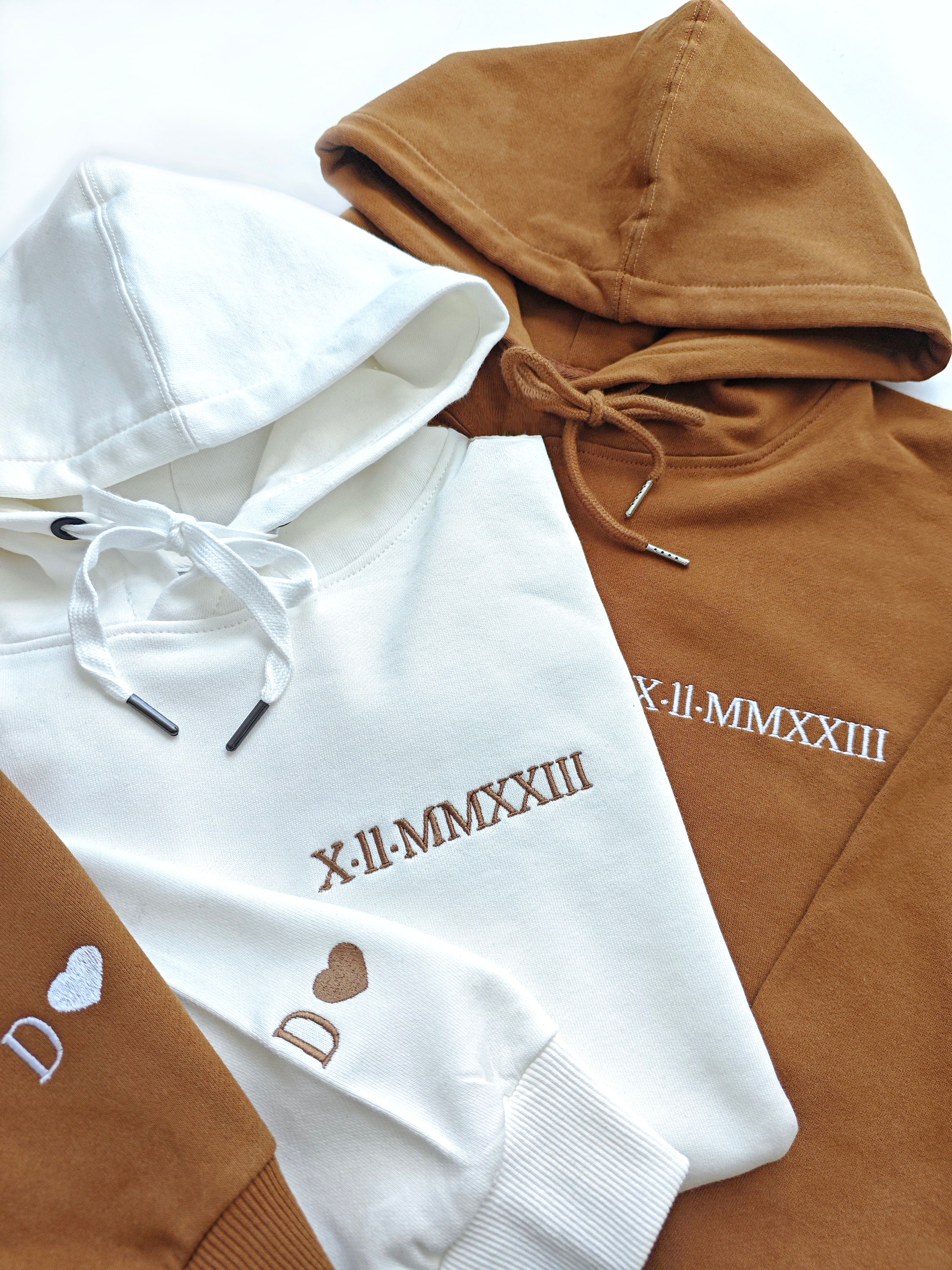 Custom Embroidered Roman Numeral Date Hoodie-CustomCraftedX