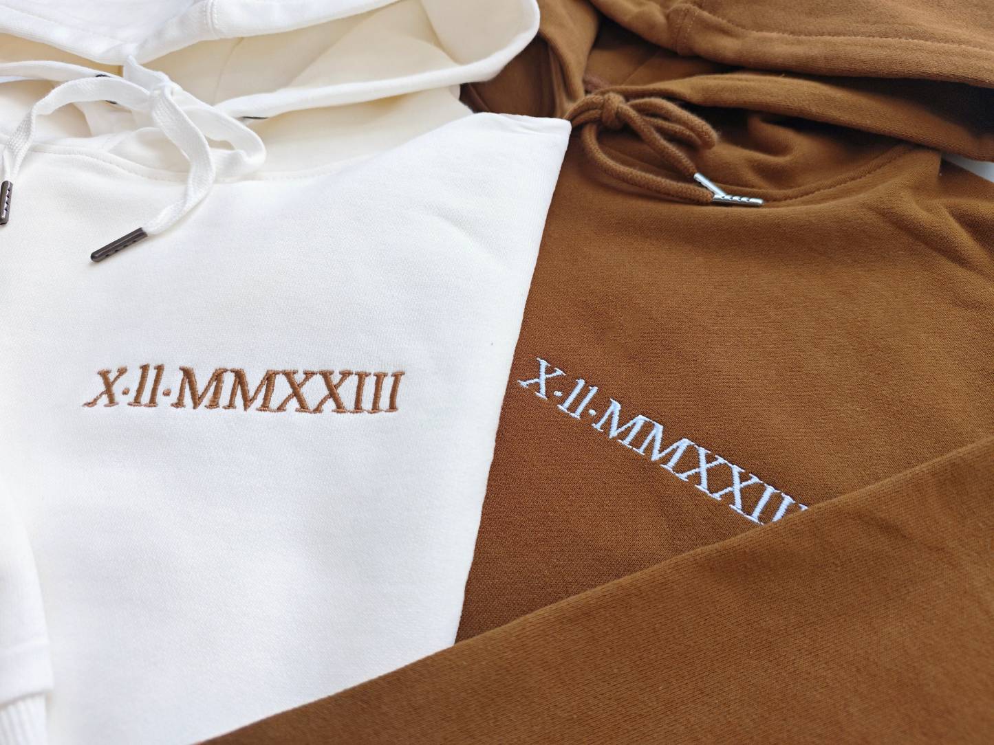 Custom Embroidered Roman Numeral Date Hoodie-CustomCraftedX