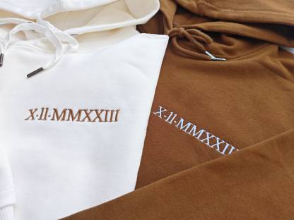 Custom Embroidered Roman Numeral Date Hoodie-CustomCraftedX