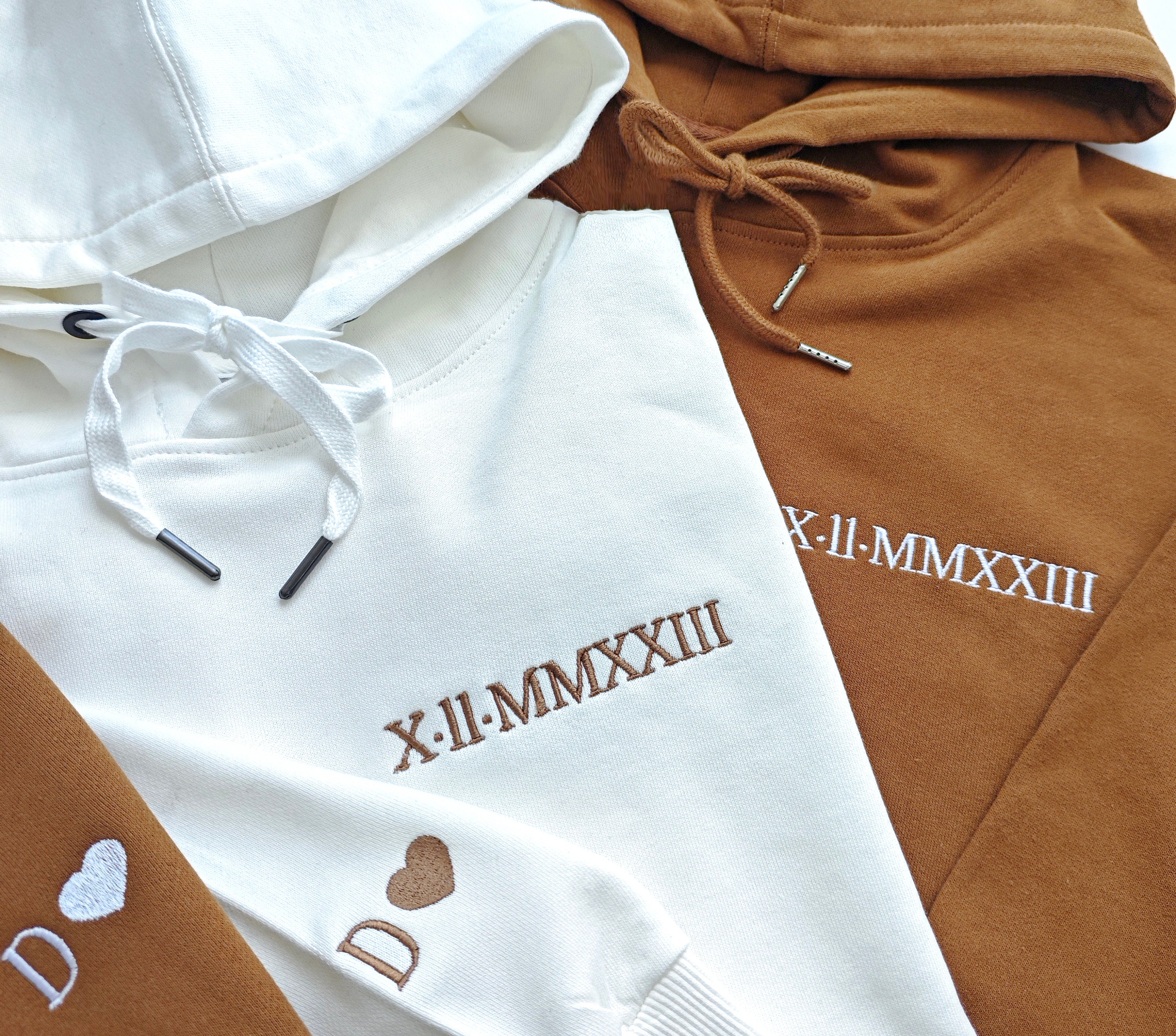 Custom Embroidered Roman Numeral Date Hoodie-CustomCraftedX