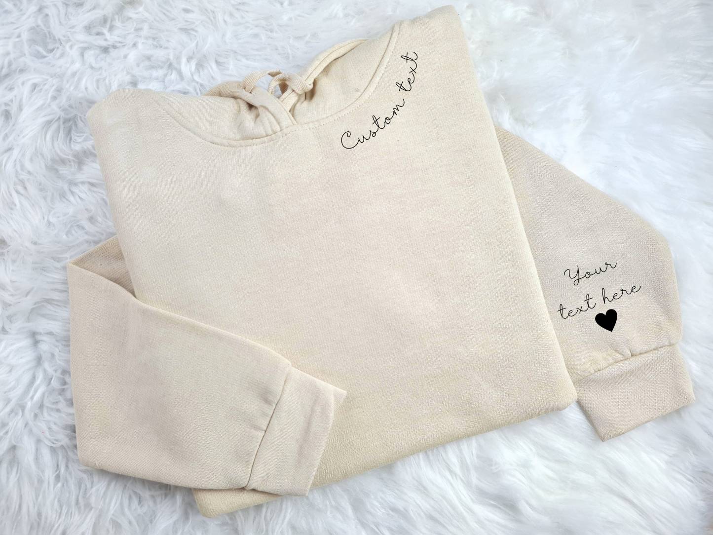 Custom Hoodies with Personalized Names/Text on Neck & Sleeve | Unisex Family Matching Sweatshirts