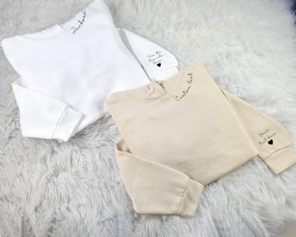 Custom Hoodies with Personalized Names/Text on Neck & Sleeve | Unisex Family Matching Sweatshirts