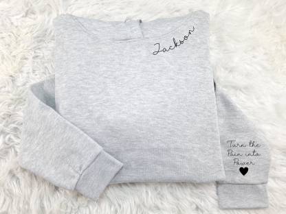 Custom Hoodies with Personalized Names/Text on Neck & Sleeve | Unisex Family Matching Sweatshirts