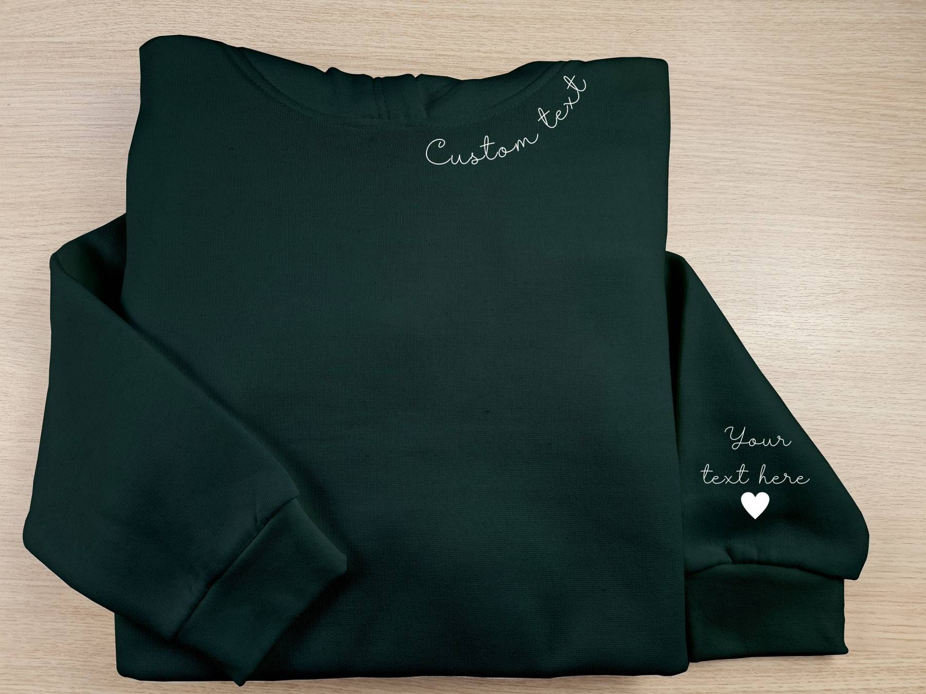 Custom Hoodies with Personalized Names/Text on Neck & Sleeve | Unisex Family Matching Sweatshirts