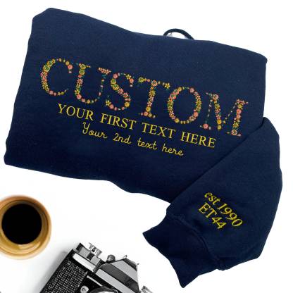 Custom Floral Letter Embroidered Sweatshirt | Hoodie | T-shirt