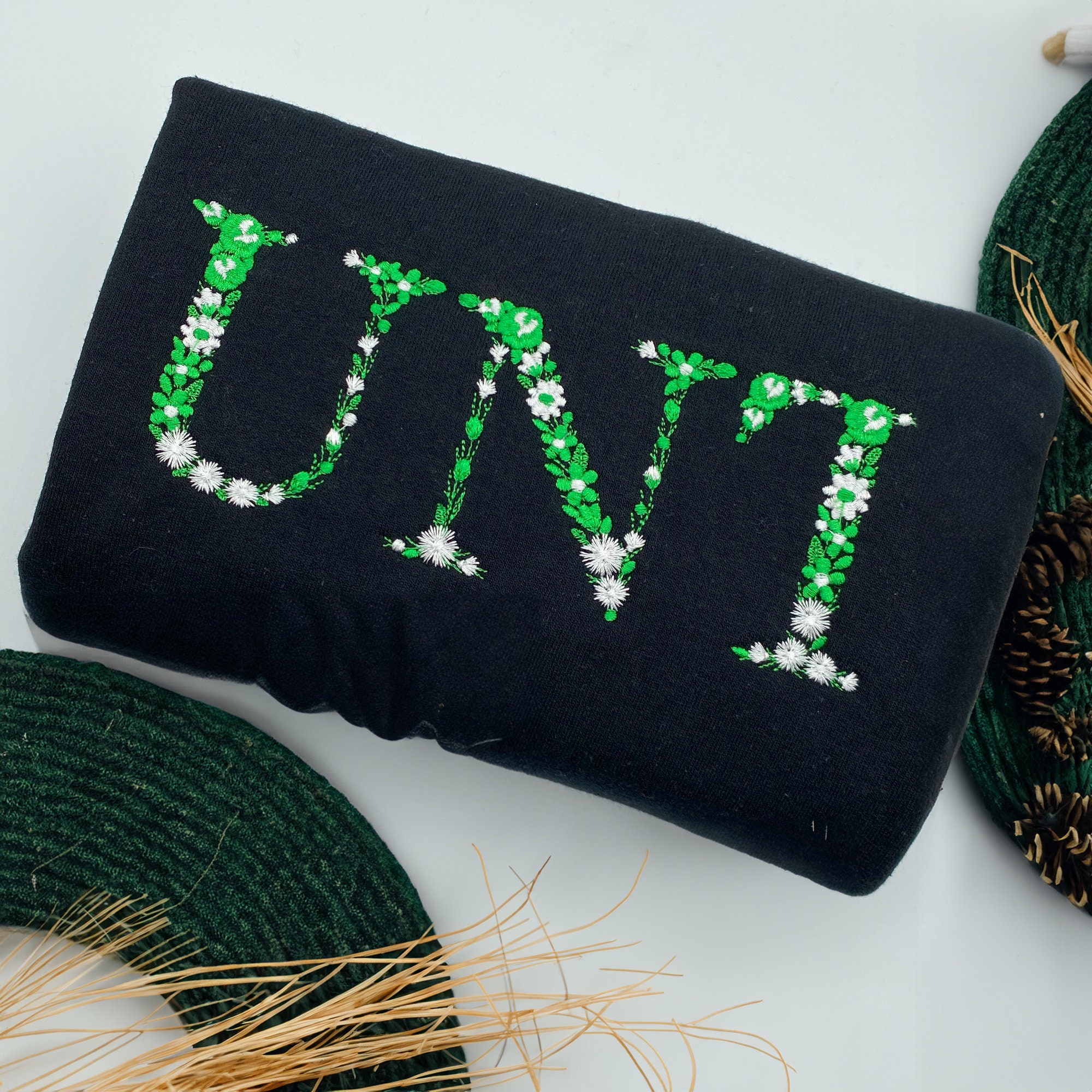 Custom Floral Letter Embroidered Sweatshirt | Hoodie | T-shirt