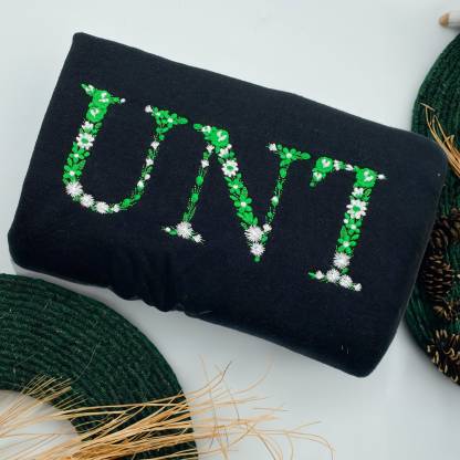 Custom Floral Letter Embroidered Sweatshirt | Hoodie | T-shirt