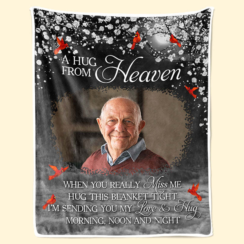 Custom Photo A Hug From Heaven - Memorial Personalized Custom Blanket - Christmas Gift, Sympathy Gift For Family Members-CustomCraftedX