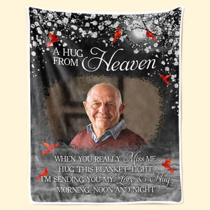 Custom Photo A Hug From Heaven - Memorial Personalized Custom Blanket - Christmas Gift, Sympathy Gift For Family Members-CustomCraftedX