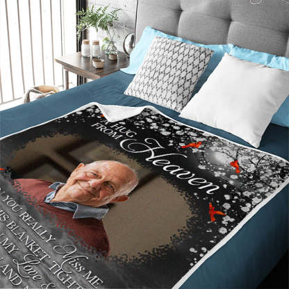 Custom Photo A Hug From Heaven - Memorial Personalized Custom Blanket - Christmas Gift, Sympathy Gift For Family Members-CustomCraftedX