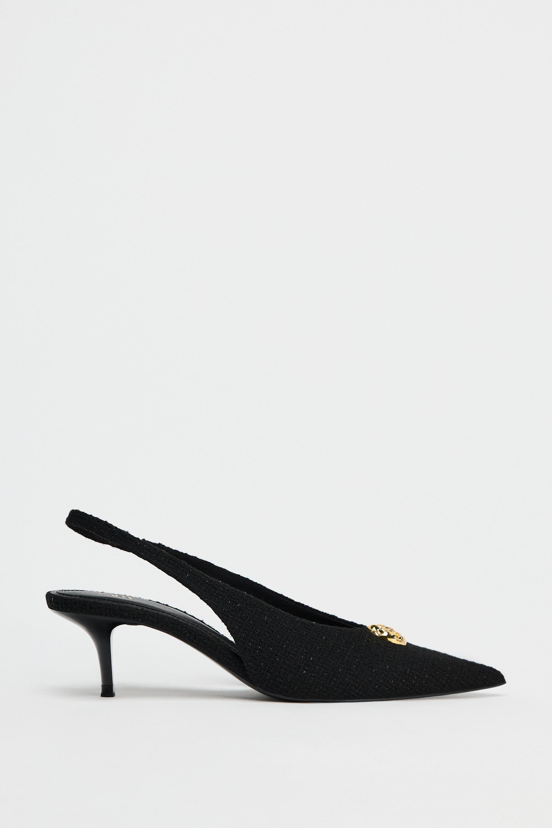 FABRIC SLINGBACKS WITH METALLIC APPLIQU