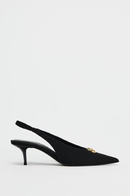 FABRIC SLINGBACKS WITH METALLIC APPLIQU