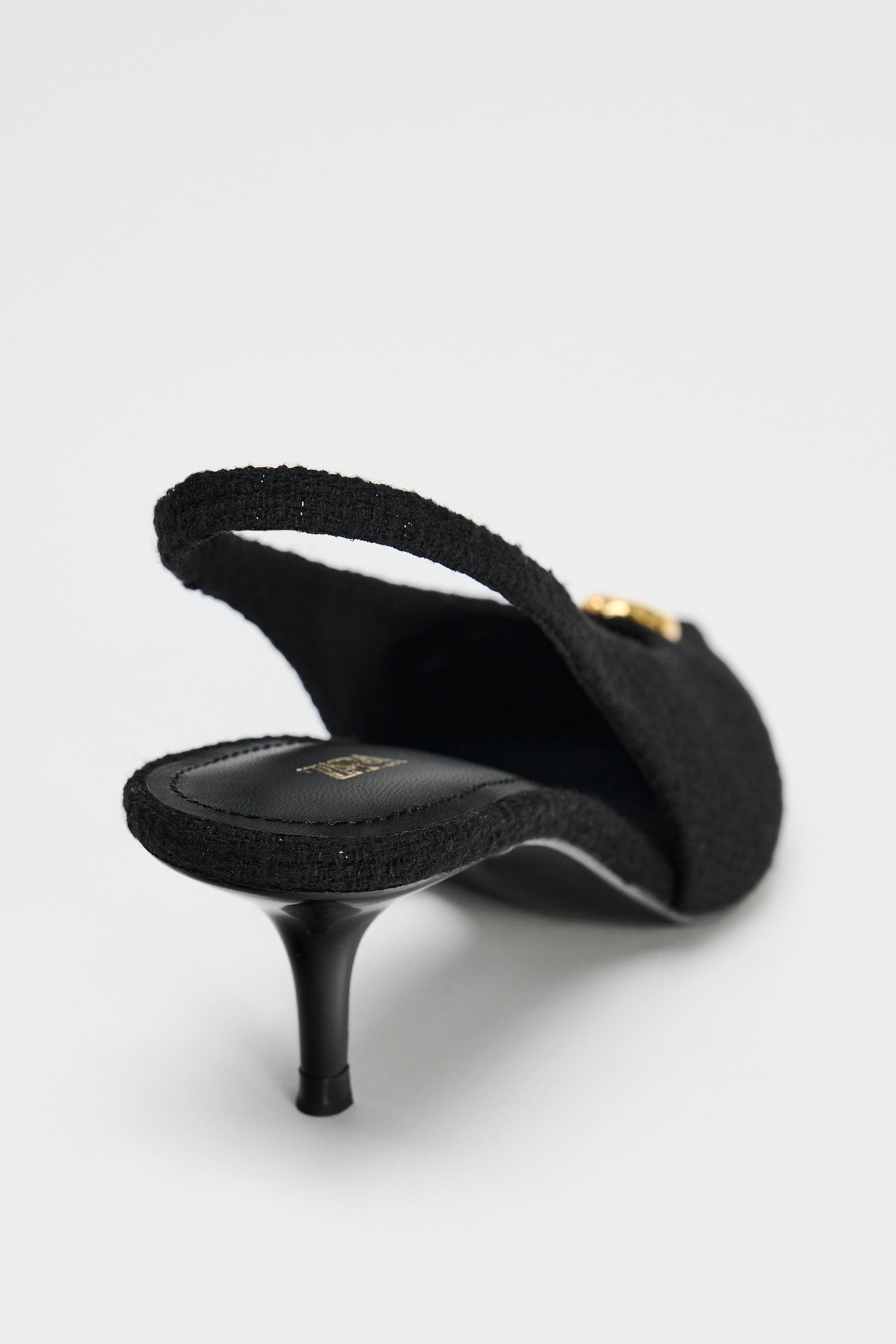 FABRIC SLINGBACKS WITH METALLIC APPLIQU