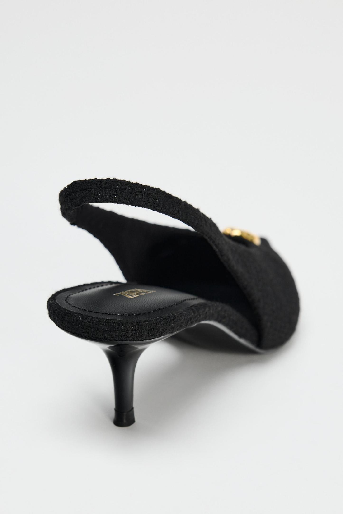 FABRIC SLINGBACKS WITH METALLIC APPLIQU