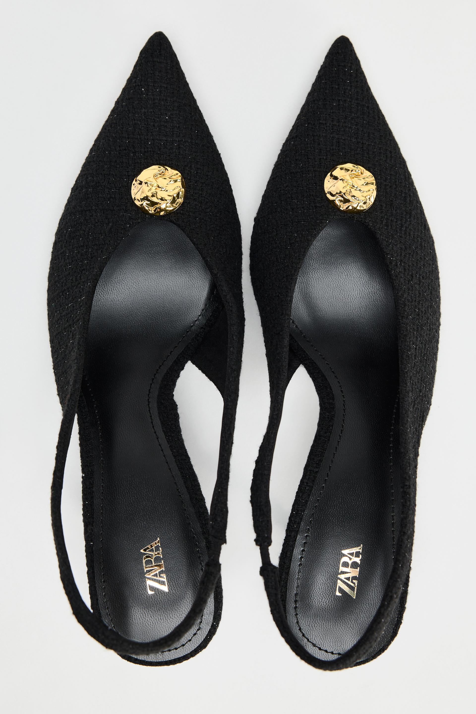 FABRIC SLINGBACKS WITH METALLIC APPLIQU