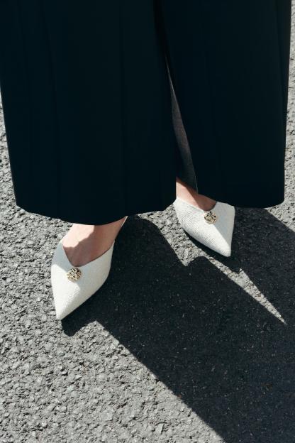 SLINGBACKS WITH METALLIC APPLIQU
