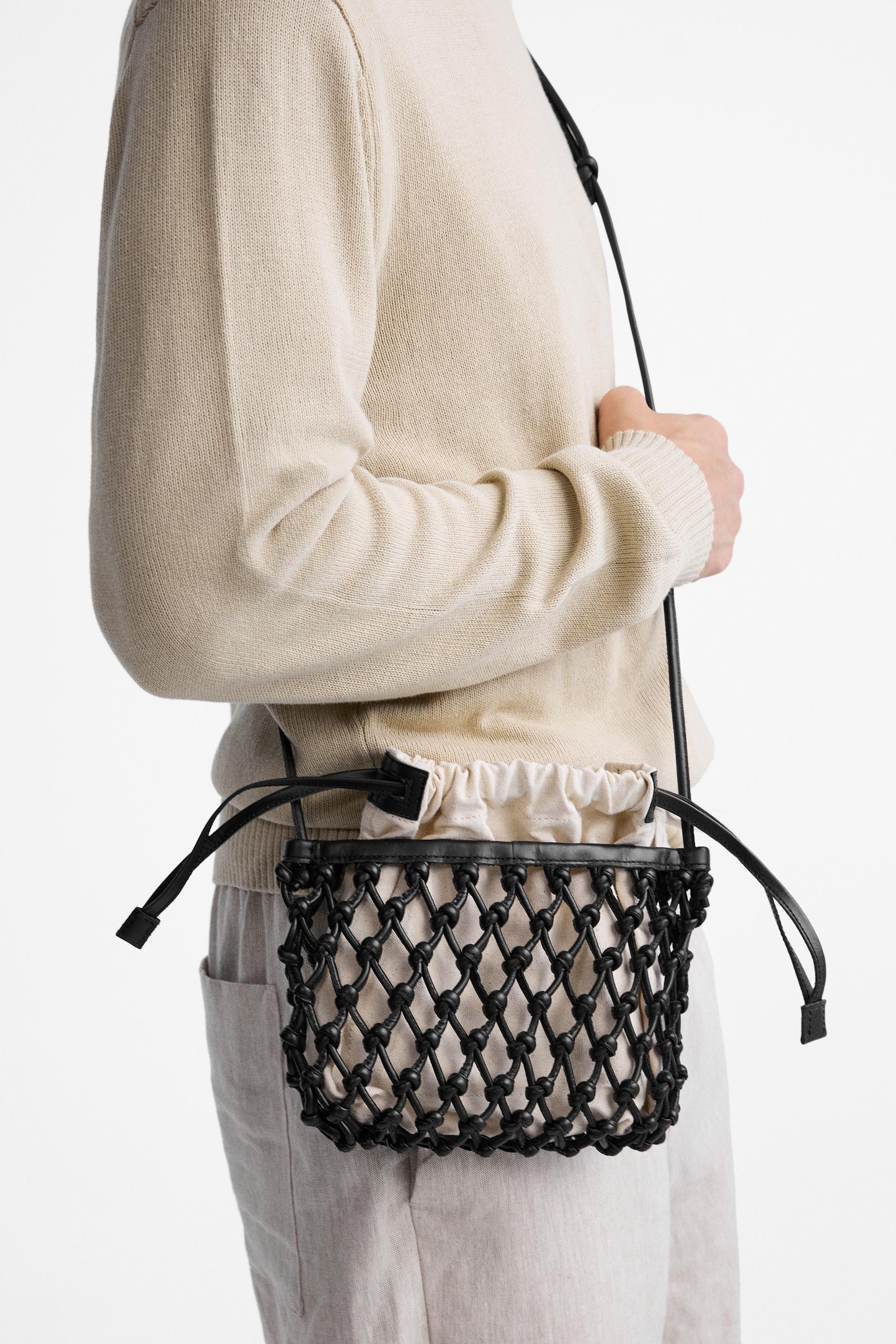 LEATHER MACRAM CROSSBODY BAG