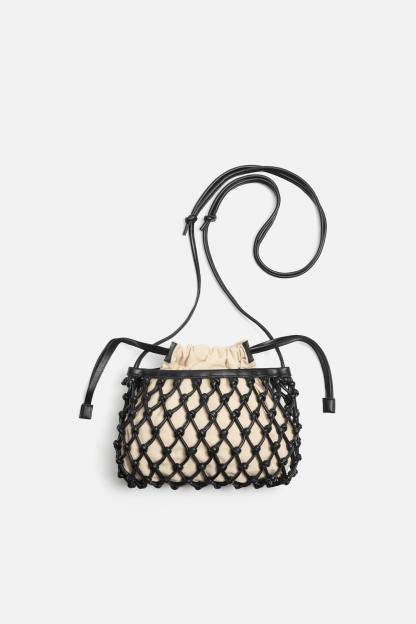 LEATHER MACRAM CROSSBODY BAG