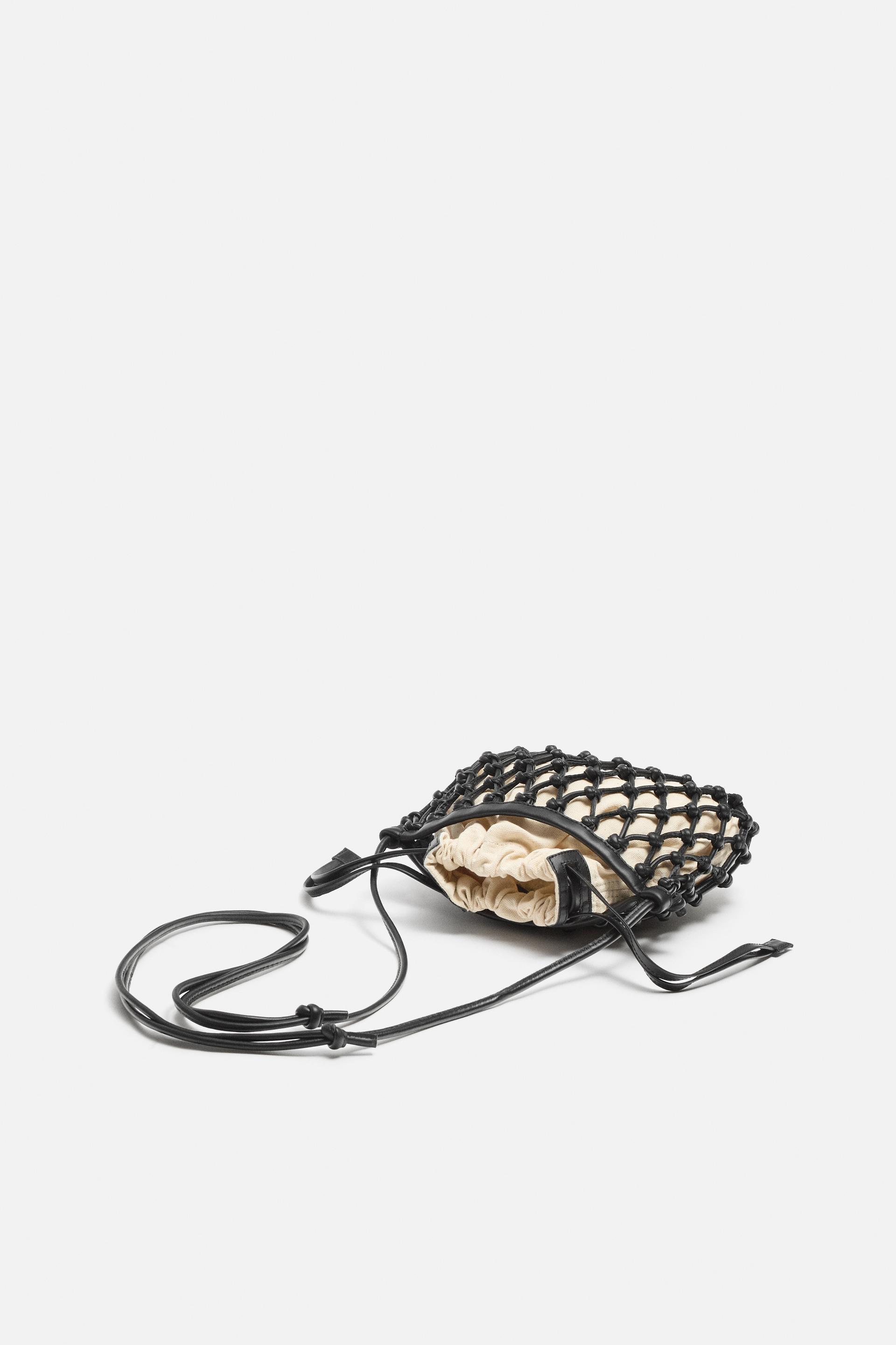 LEATHER MACRAM CROSSBODY BAG