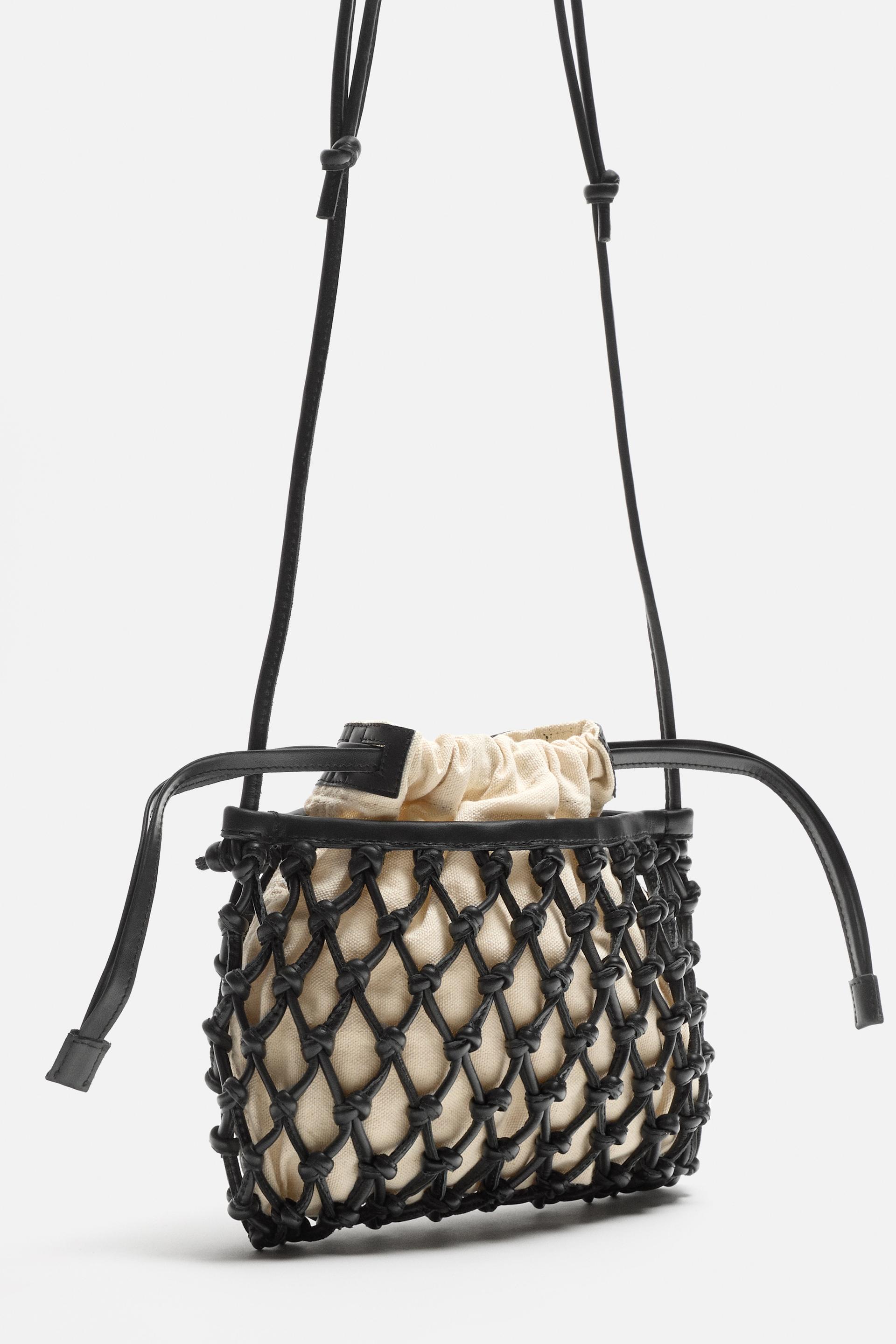 LEATHER MACRAM CROSSBODY BAG