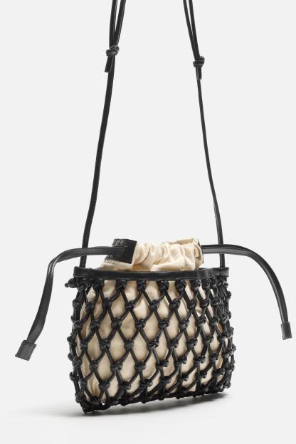 LEATHER MACRAM CROSSBODY BAG