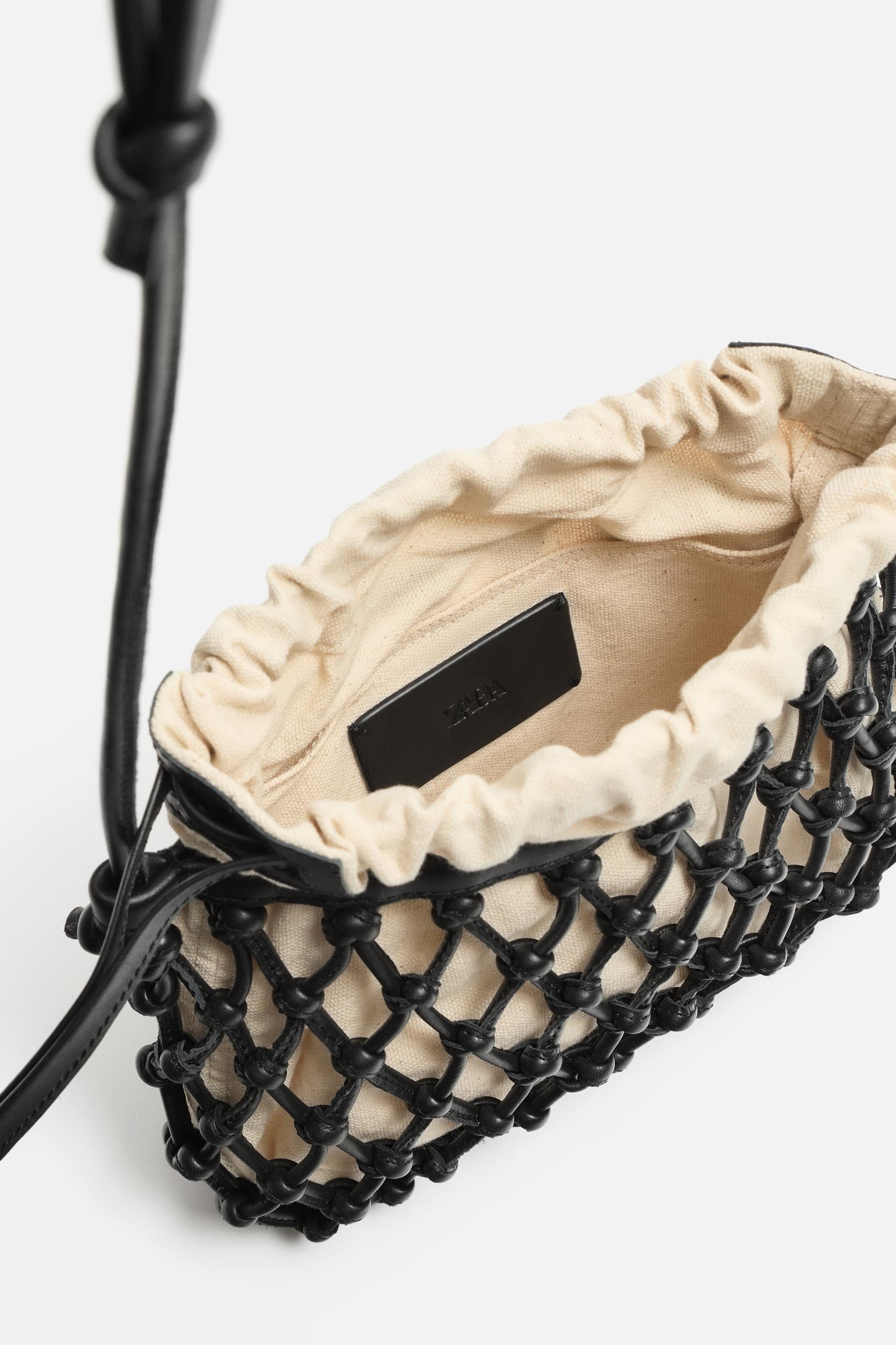 LEATHER MACRAM CROSSBODY BAG