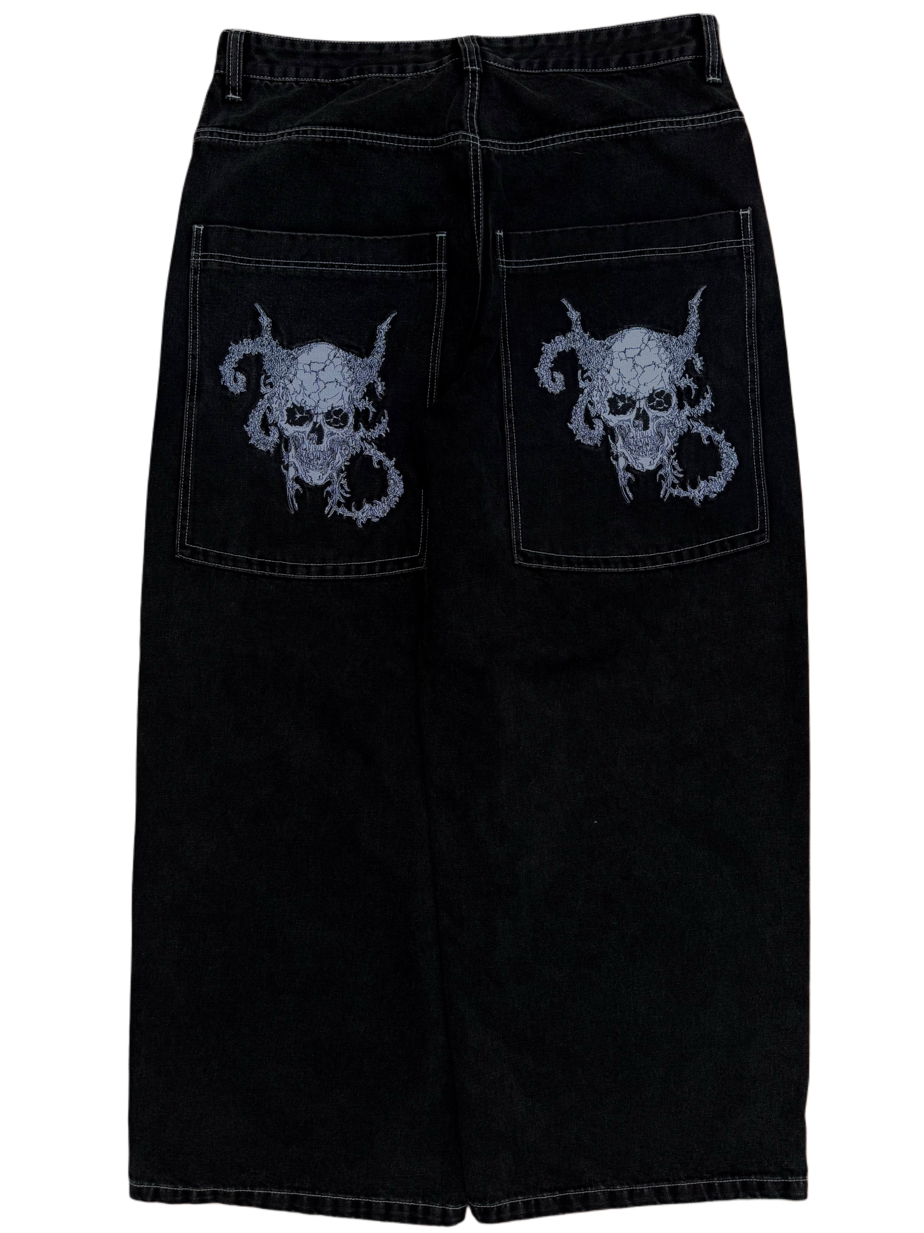 Black Wide Leg GLOE Skull Jeans