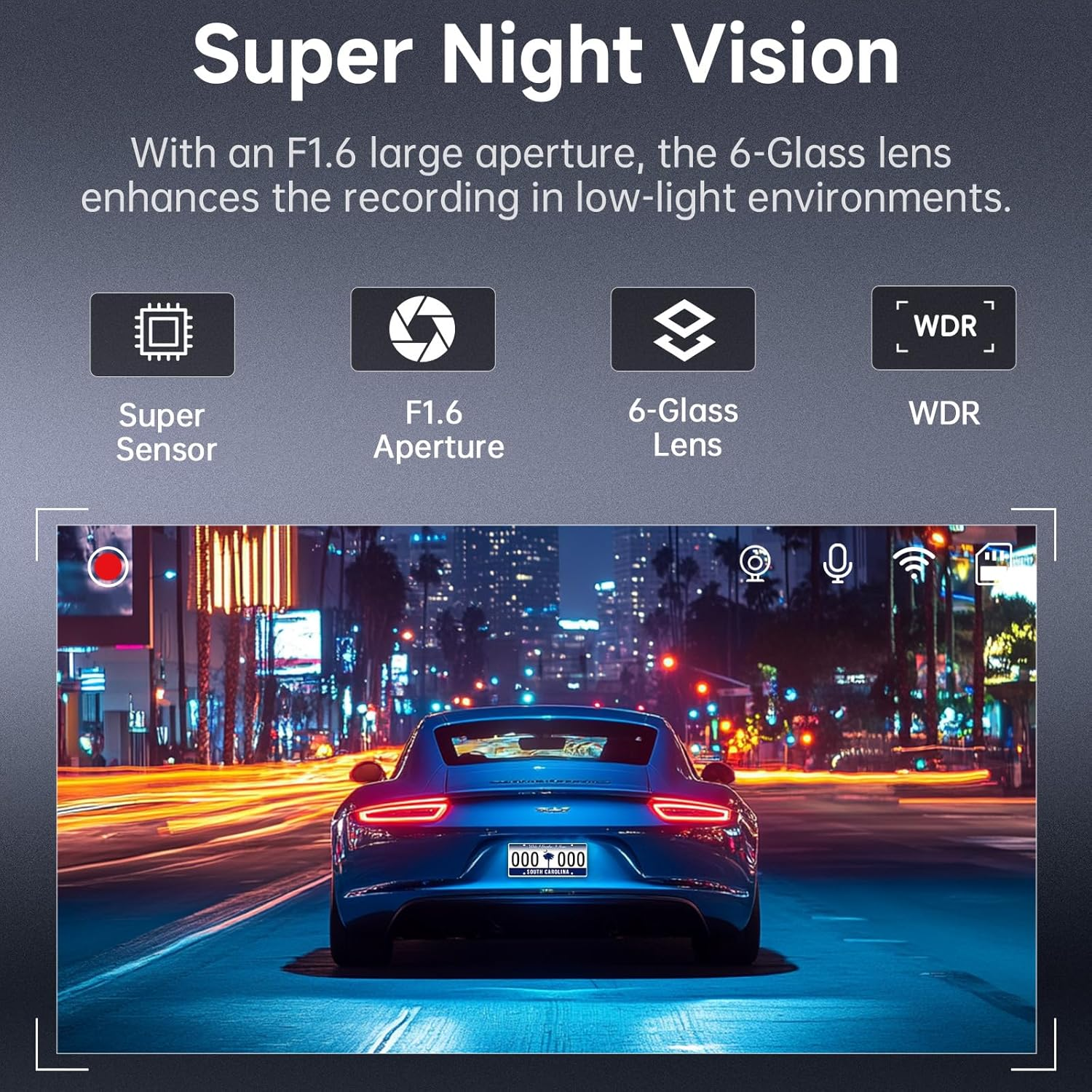 Dash Cam Front and Rear 2.5K+1080P, Ultra HD Dash Cam Built-in WiFi, Dual Car Camera with 32GB Card, 170°Wide Angle, Super Night Vision Dashcam with Parking Mode, G-Sensor, App Control, Loop Recording