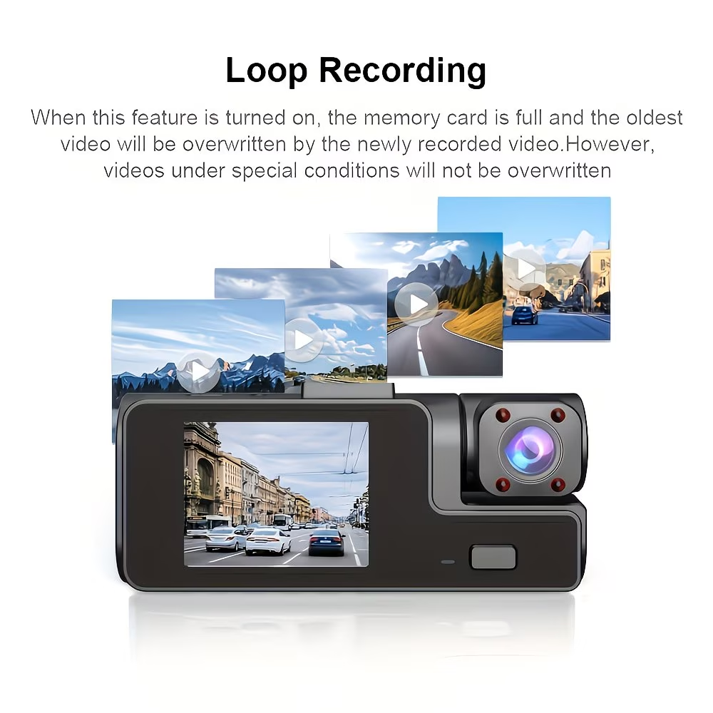 Autós kamera memóriakártyával, kártya nélkül opcionális, előlapi kamera 1080P, hátlapi kamera 720P memóriakártya nélkül/32 GB/64 GB memóriakártyával