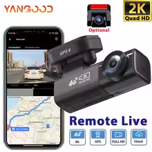 Yangood 4G autós kamera Felhőalapú tárhely Első 2K Hátsó 1080P Kamera GPS Távoli helymeghatározás 24 órás Mobiltelefonnal ellenőrizhető a parkolás állapota