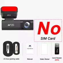 Yangood 4G autós kamera Felhőalapú tárhely Első 2K Hátsó 1080P Kamera GPS Távoli helymeghatározás 24 órás Mobiltelefonnal ellenőrizhető a parkolás állapota