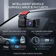2K WiFi-s autós kamera dupla kamerával, első és hátsó kamerával, vezeték nélküli DVR alkalmazásvezérléssel, 24 órás parkolómonitorral, éjjellátóval, G-szenzorral