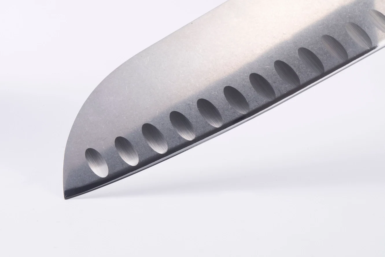 Messermeister Custom Kullens Santoku kés | 7 hüvelykes német acél | homorú köszörülésű penge