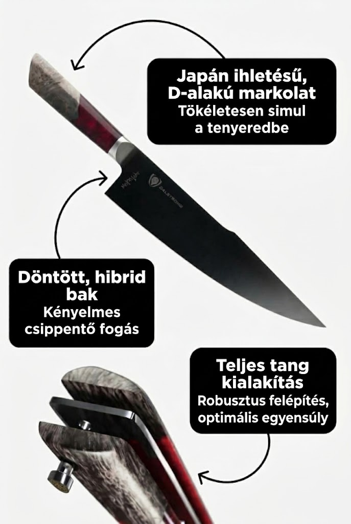 Spartan Ghost™ sorozatú szakácskés, 9,5 hüvelykes