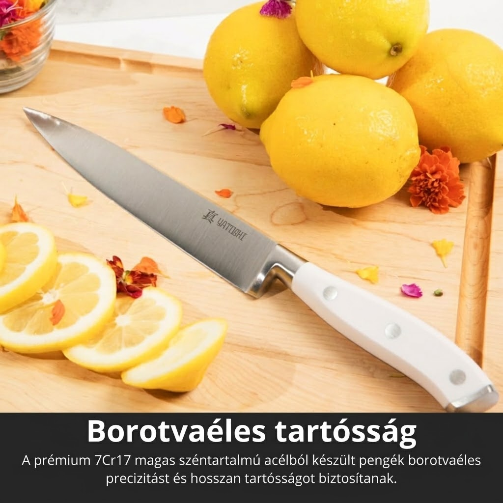Yatoshi 15 részes professzionális késkészlet fehér késtömbbel