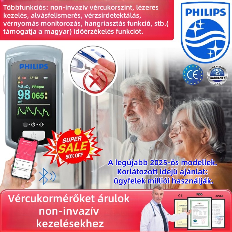 Philips 2025 nem invazív lézeres vércukormérő, nincs szükség vérmintára