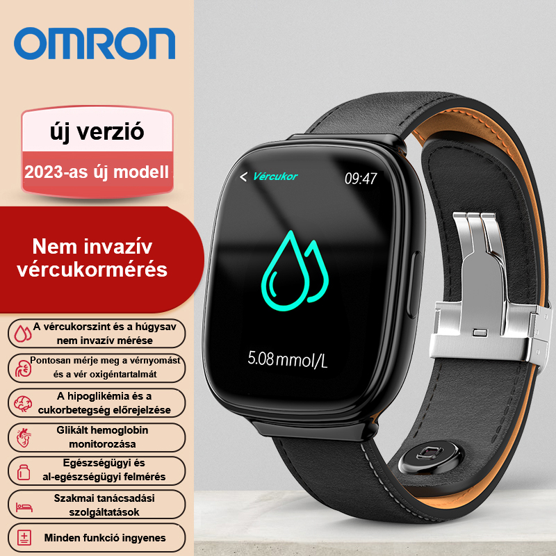 Omron nagy pontosságú, nem invazív vércukorszint-mérő lézerterápiás óra