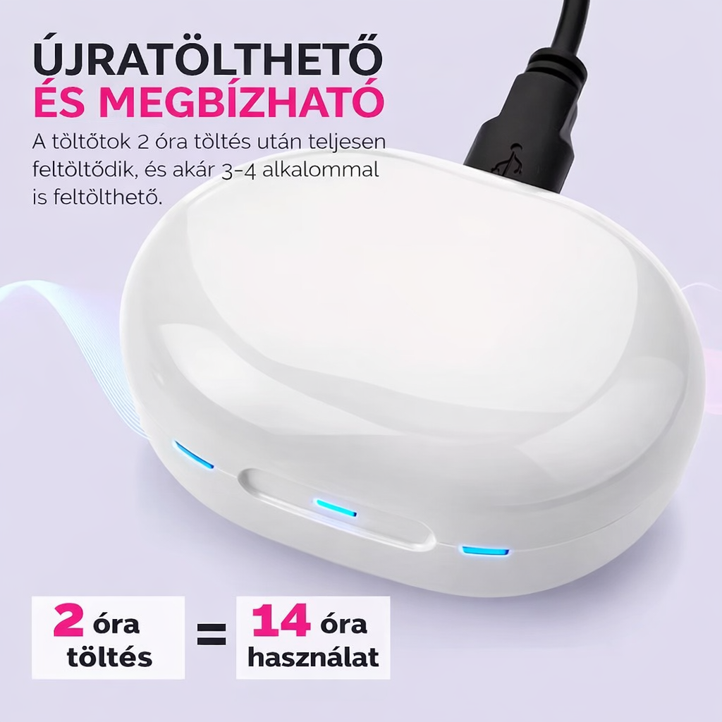 Újratölthető hallókészülékek - kristálytiszta hangzás, hosszú akkumulátor-üzemidő, kompakt kialakítás, egyszerű töltés USB töltőtok segítségével, nincs szükség csatlakozóra.