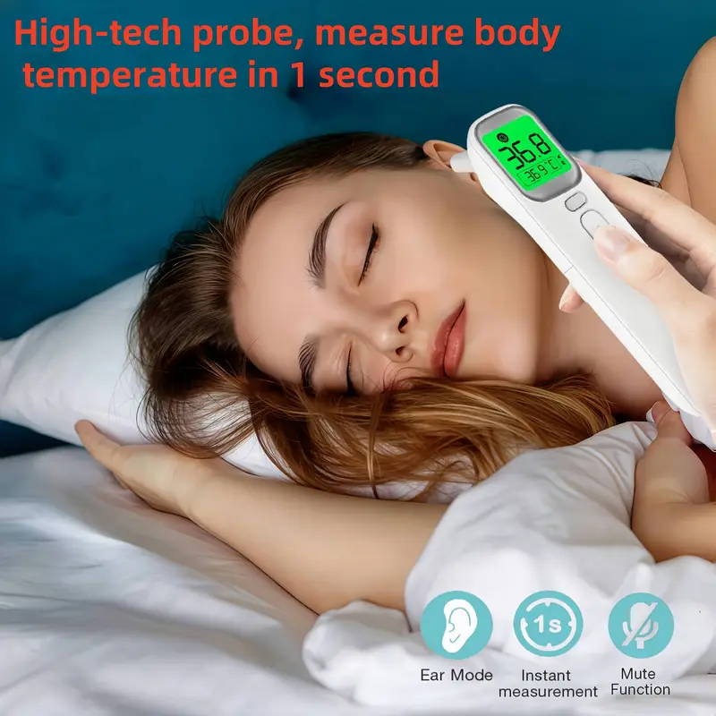 1 másodperces hőmérsékletmérés, pontos értékek, 3 az 1-ben érintésmentes fülhőmérő