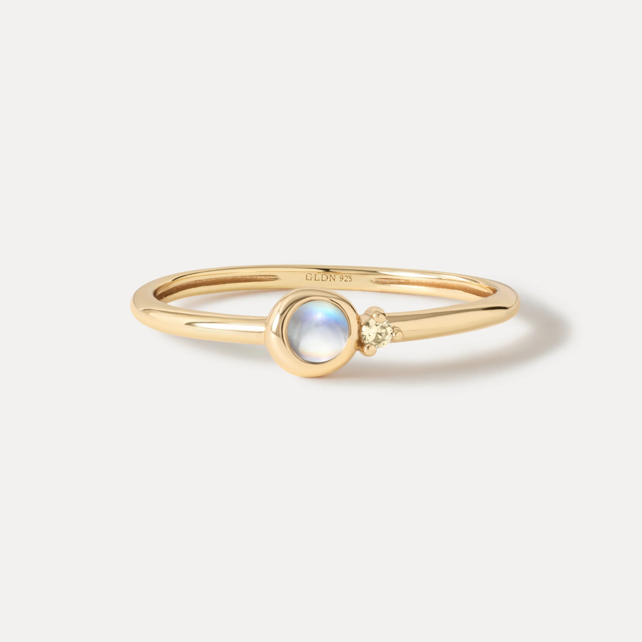 Anello con pietra di luna naturale e cristallo champagne