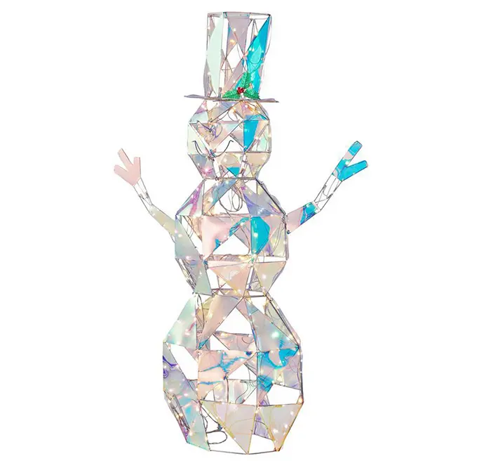 home depot sparkling modern angular iridescent snowman decor