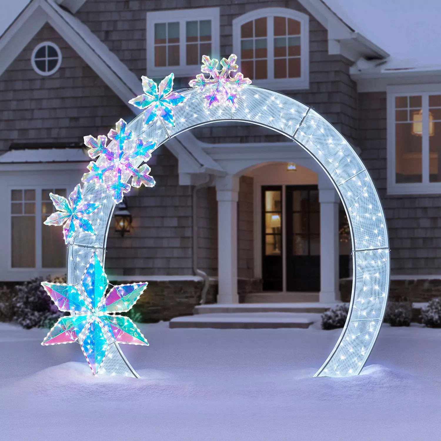 8' PreLit Arch with Prismatic Snowflakes