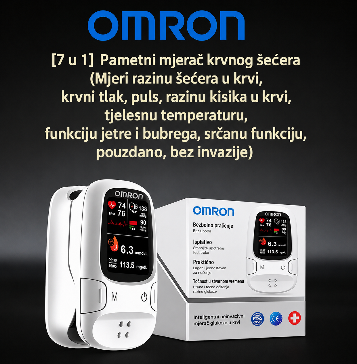 🔥 2026 Omron™  predstavlja novo lansirani neinvazivni pametni mjerač glukoze u krvi 🔥Proizvedeno u SAD-u🔥