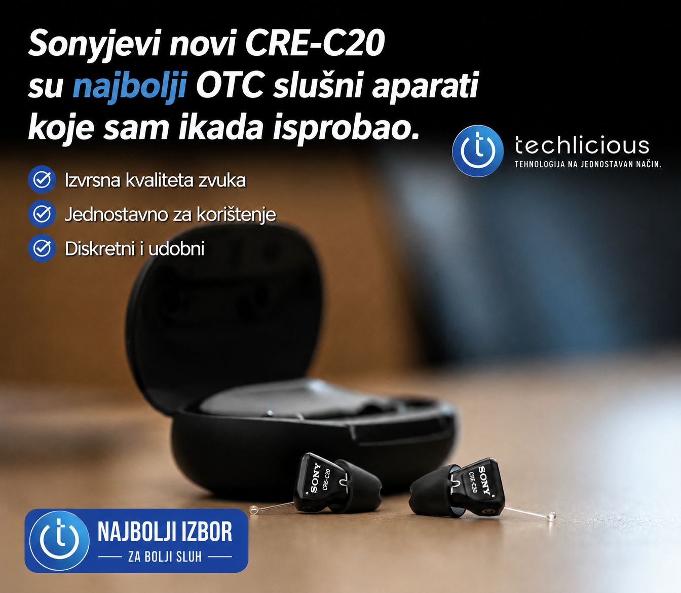 Slušni aparati SONY C20 – nevidljivi, odobreni od strane FDA, samopodešavajući, dostupni bez recepta