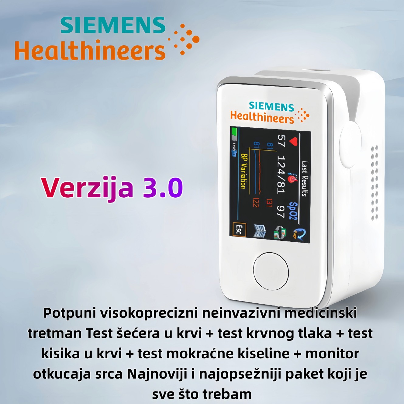 🔥🎉Vremenski ograničen popust✨Neinvazivni glukometar za kućnu upotrebu - Medicinski glukometar dizajniran za osobno mjerenje šećera