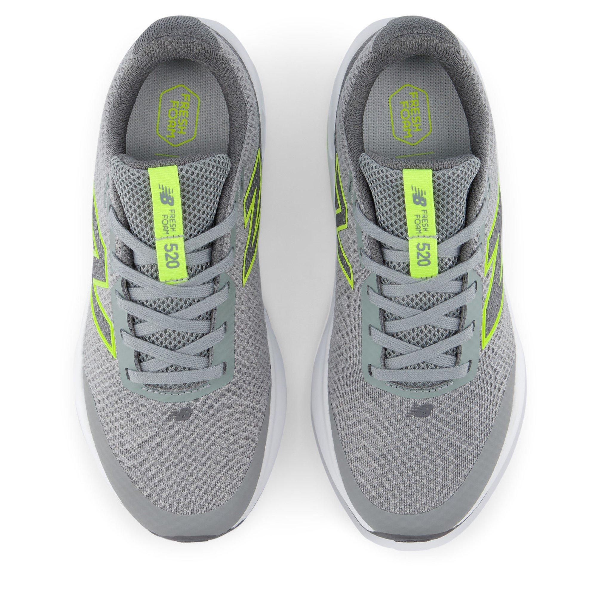 New Balance Kids' 520 Breathable Mesh Runners Grey/Volt
